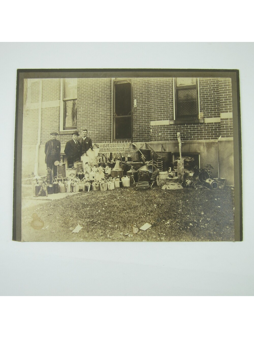 Cabinet Photo Prohibition Police Officers Bust Bootleg Gordon Dry Gin Bottles